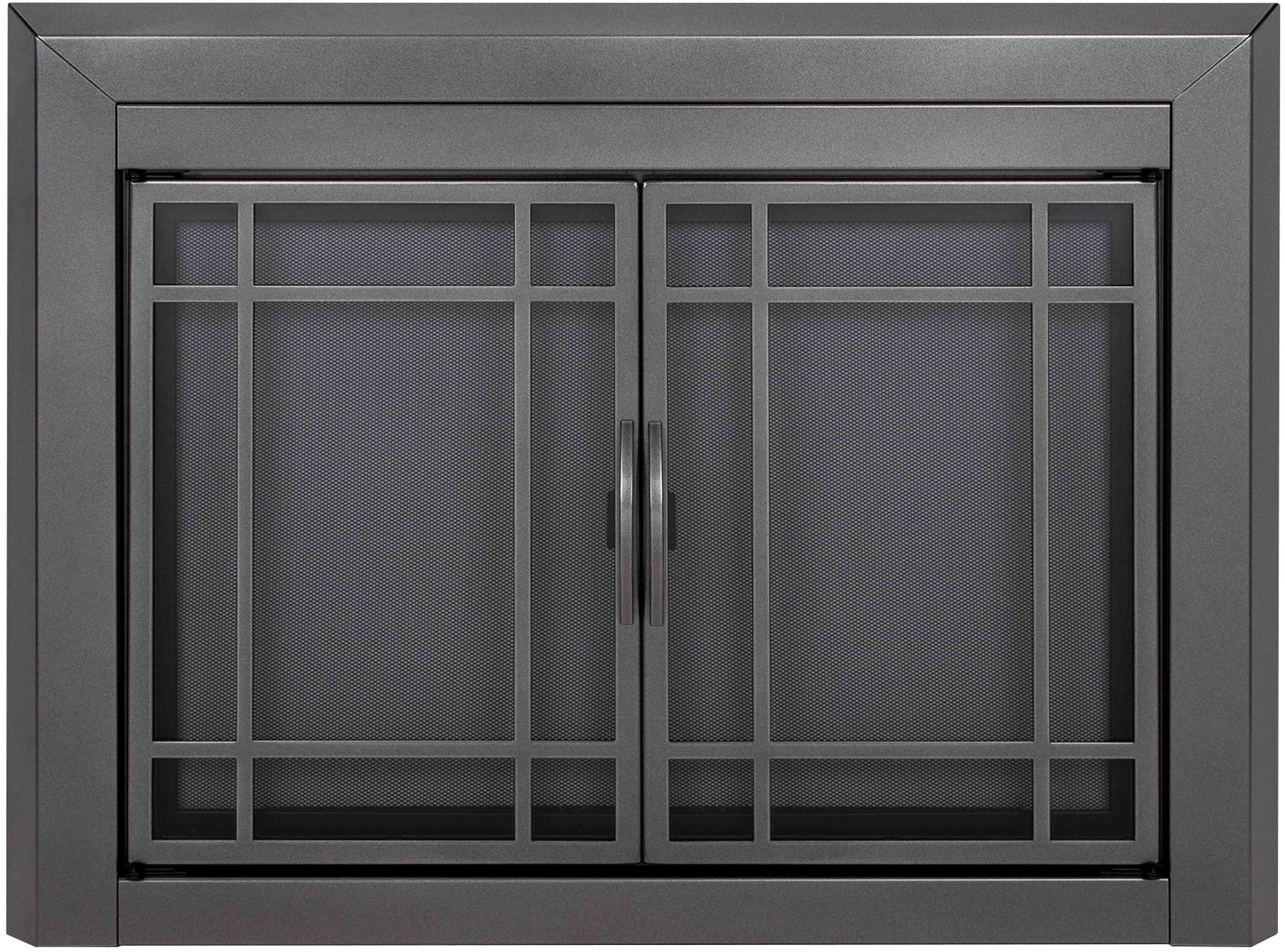 Pleasant Hearth Easton Collection Fireplace Glass Door, Gunmetal - Small