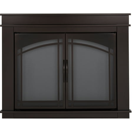 Pleasant Hearth Fenwick Glass Firescreen Oil Rubbed Bronze - Medium