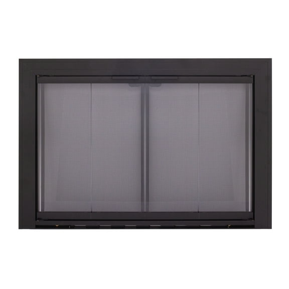 Pleasant Hearth Linear Aluminum Collection Fireplace Glass Door