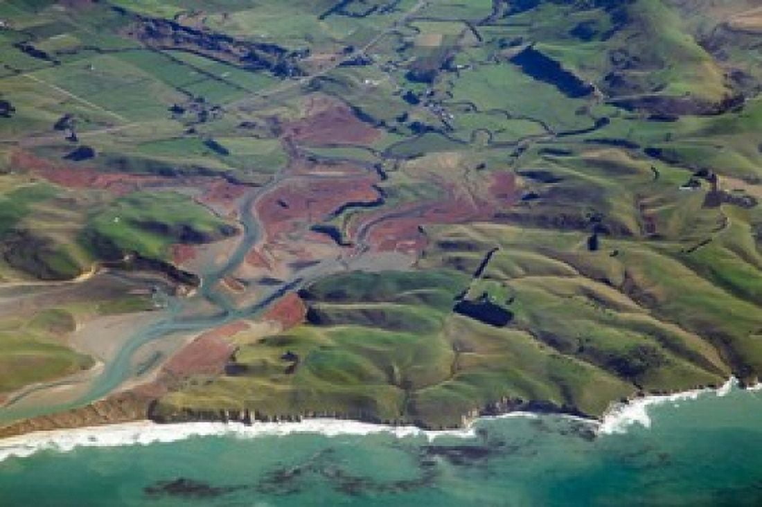Pleasant River near Palmerston East Otago South Island New Zealand - aerial Canvas Art - David Wall DanitaDelimont (29 x 19)