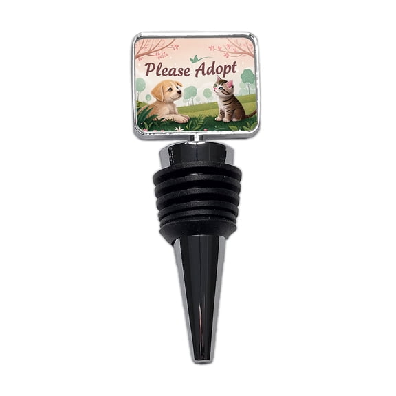 Please Adopt Animal Pet Dog Cat Rescue Wine Bottle Stopper Cap Plug