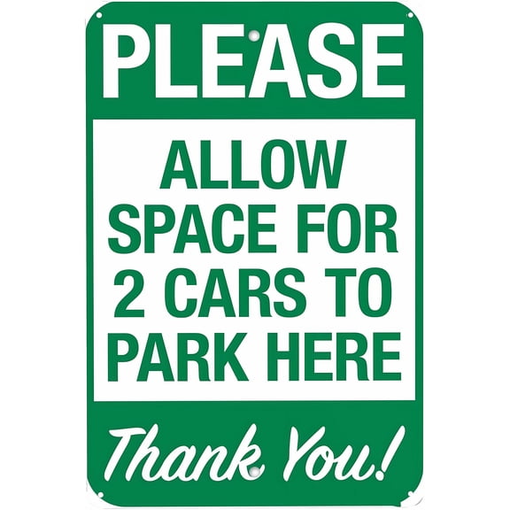 Please Allow Space for 2 Cars to Park Here Thank You Tin Sign - 8"x12" Vintage Metal Warning Sign, Parking Space Decor for Home Farm Bar Coffee Shop Club