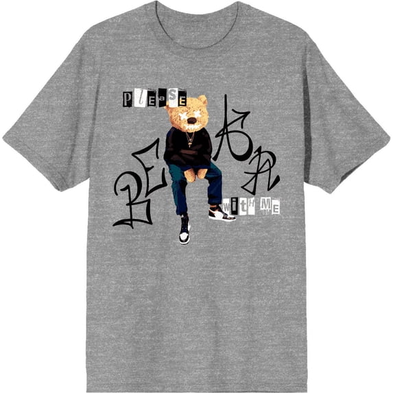Please Bear With Me Adult Heather Gray Crew Neck Short Sleee Tee-Medium