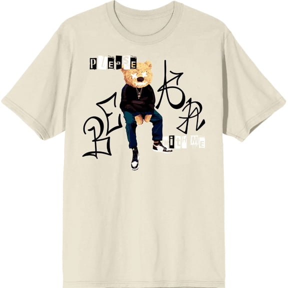 Please Bear With Me Adult Natural Crew Neck Short Sleee Tee-Small
