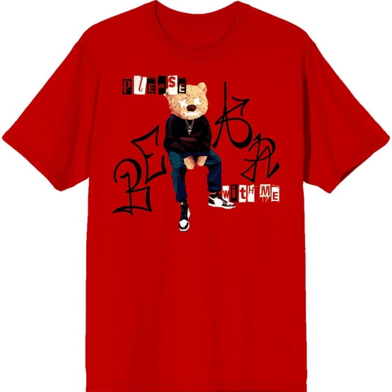 Please Bear With Me Adult Red Crew Neck Short Sleee Tee-Medium