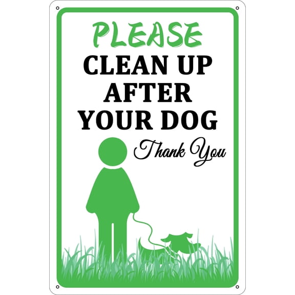 Please Clean Up After Your Dog Thank You Metal Tin Sign - Wall Decor Funny - Retro Signs for Home Living Room Bedroom Decor Gifts - Size: 12 x 16 inch