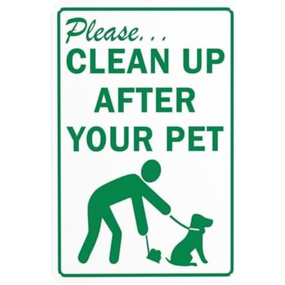 Please Clean Up After Your Pet Warning Sign, Clean Up Dog Poop Security Metal Signs for Busines Home Outdoor Indoor Road Yard Garage Street Wall Caution Decor 8 x 12 Inch