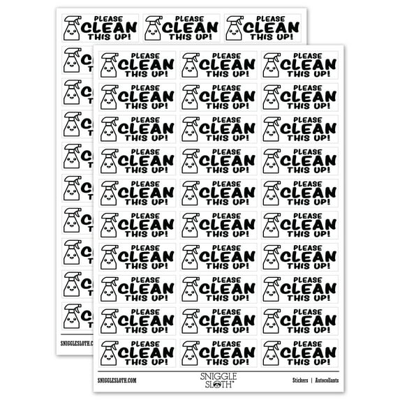 Please Clean This Up Teacher Student School Sticker Set - White - Gloss Finish - 1.75" Medium