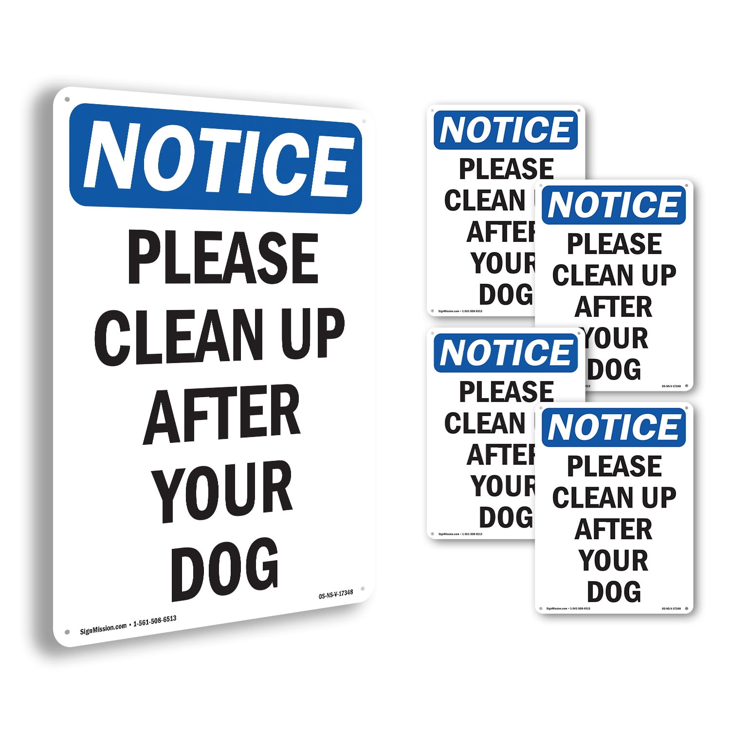 Please Clean Up After Your Dog OSHA Notice Rigid Plastic Sign 24 Inch x ...