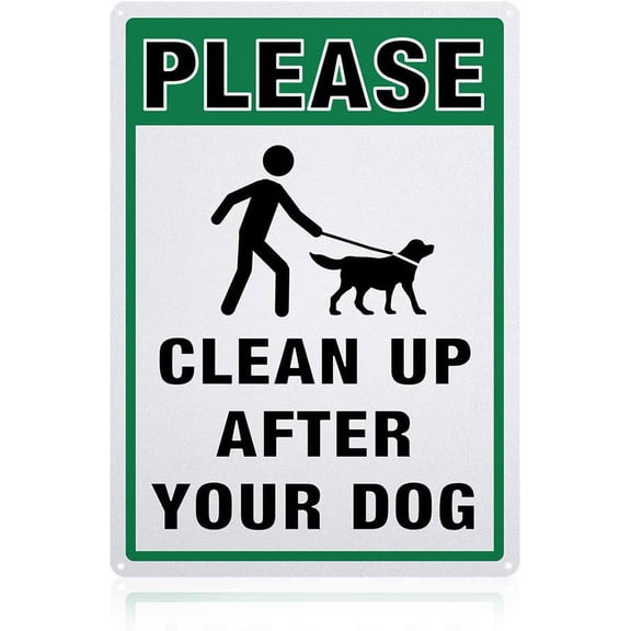 Please Clean Up After Your Dog Sign Aluminum No Dog Poop Lawn Signs for Outdoor Use 10x14 inches Green