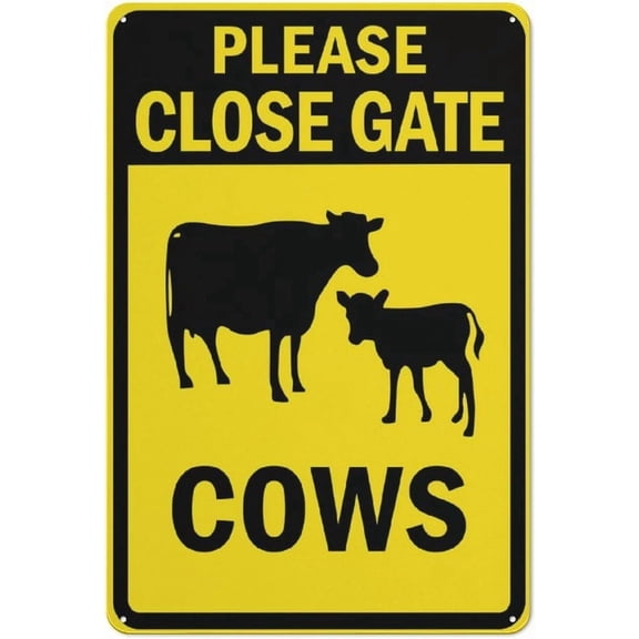 Please Close Gate Cows Sign 12 X 8 Inch Metal Sign, Rustproof Aluminum, Multicolor