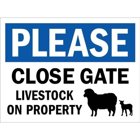Please Close Gate Livestock On Property Rustic 8"x12" Metal Tin Sign - Outdoor & Home Wall Decor for Cafe, Bar & Kitchen