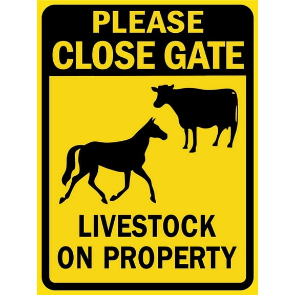 Please Close Gate Livestock on Property Sign Metal Tin Sign 8x12 Inches