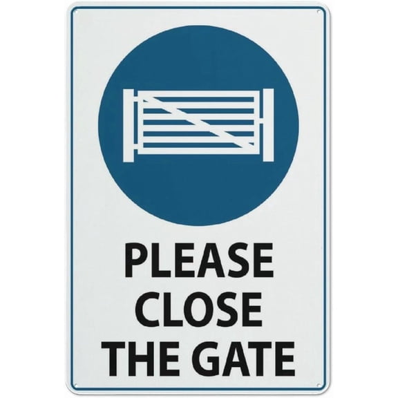 Please Close The Gate Metal Aluminum Sign 8x12 Inch Wall Decor for Outdoor Indoor Yard Farm Ranch Property Public Area Use Sturdy Clear Text Easy Install Fade Proof Long Lasting Display