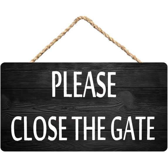 Please Close The Gate Safety Wooden Wall Art - 12 x 8 Inch Decor for ...
