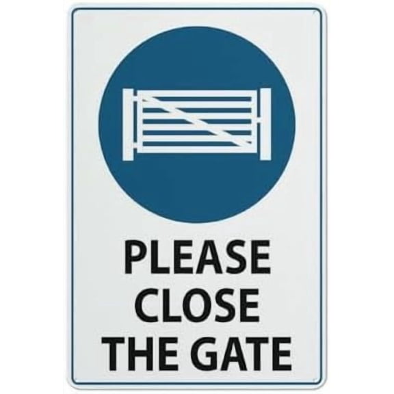 Please Close The Gate Sign 12X8 Inches Metal Aluminum Signs, Weather Resistant, Weatherproof, Indoor Or Outdoor