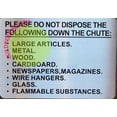 thumbnail image 1 of Please DO NOT Dispose The Following Down The Chute Sign (Aluminium, Silver, 7X10, Doble Sided Tape) (ref-2201), 1 of 3