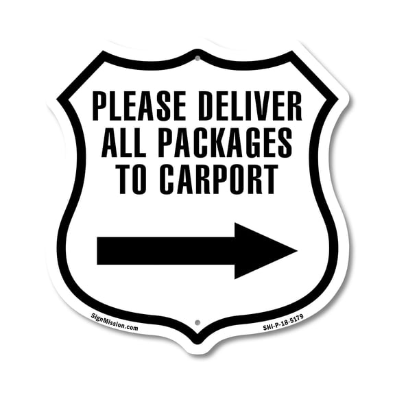 Please Deliver All Packages To Carport Left (5 Pack) 12 inch X 12 inch Shield-Shaped Rust-Free Aluminum Metal Signs Weather Resistant Made in the USA