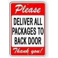 thumbnail image 1 of Please Deliver All Packages to Back Door Metal Sign Wall Decor 12"x8", 1 of 5