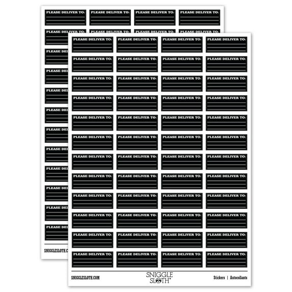Please Deliver To Blank Letter Package Mail Sticker Set - Black - Gloss Finish - 1.25" Mini