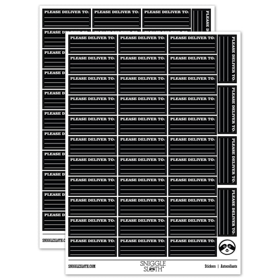 Please Deliver To Blank Letter Package Mail Sticker Set - Black - Gloss Finish - 1.5" Small