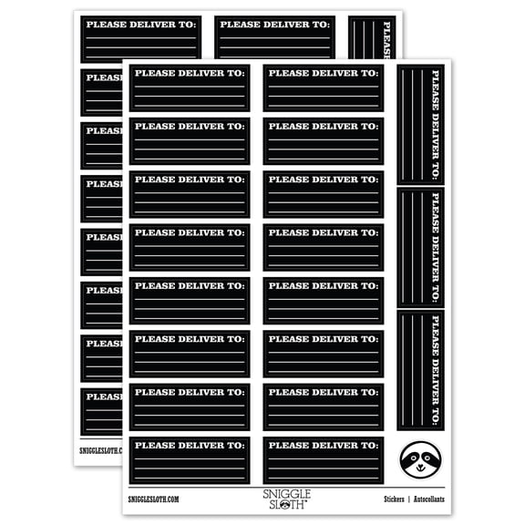 Please Deliver To Blank Letter Package Mail Sticker Set - Black - Gloss Finish - 2.00" Large