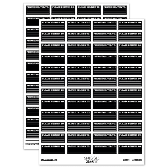 Please Deliver To Blank Letter Package Mail Sticker Set - Black - Matte Finish - 1.25" Mini