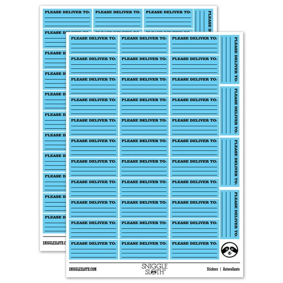 Please Deliver To Blank Letter Package Mail Sticker Set - Light Blue - Gloss Finish - 1.5" Small