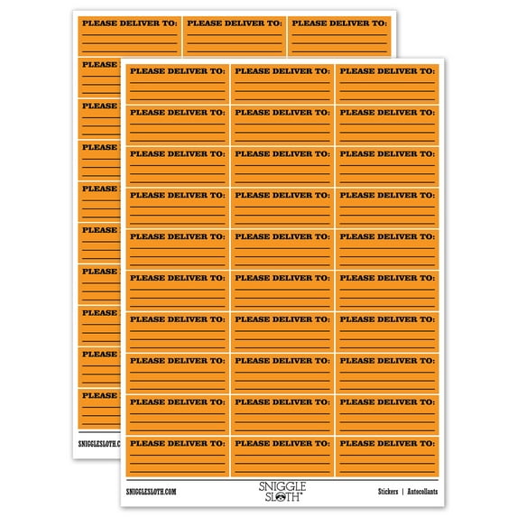 Please Deliver To Blank Letter Package Mail Sticker Set - Orange - Matte Finish - 1.75" Medium