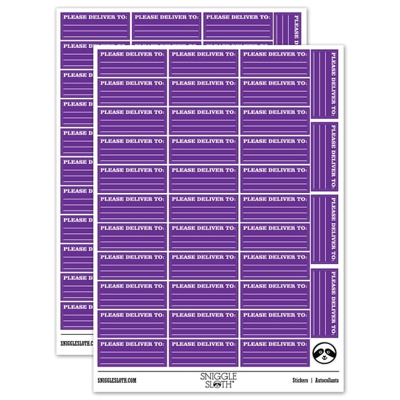 Please Deliver To Blank Letter Package Mail Sticker Set - Purple - Matte Finish - 1.5" Small