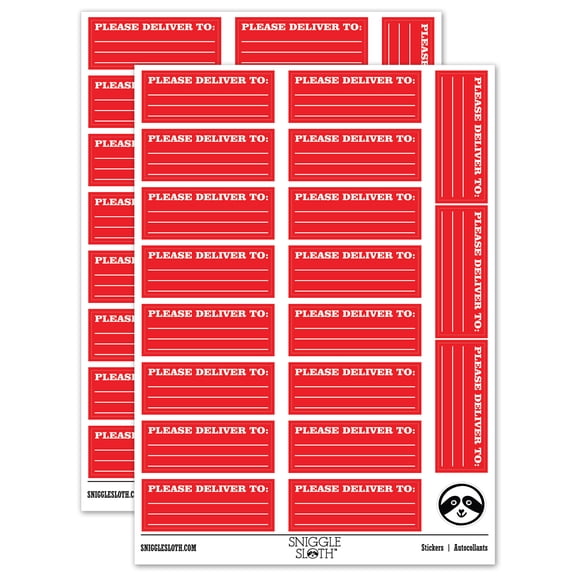 Please Deliver To Blank Letter Package Mail Sticker Set - Red - Gloss Finish - 2.00" Large