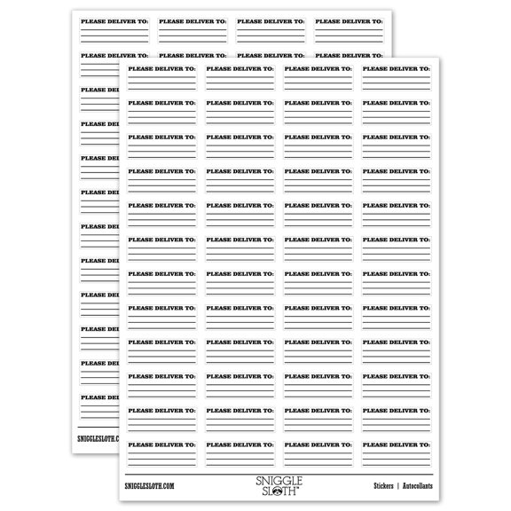 Please Deliver To Blank Letter Package Mail Sticker Set - White - Matte Finish - 1.25" Mini