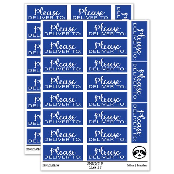 Please Deliver To Label Letter Package Mail Sticker Set - Dark Blue - Matte Finish - 2.00" Large