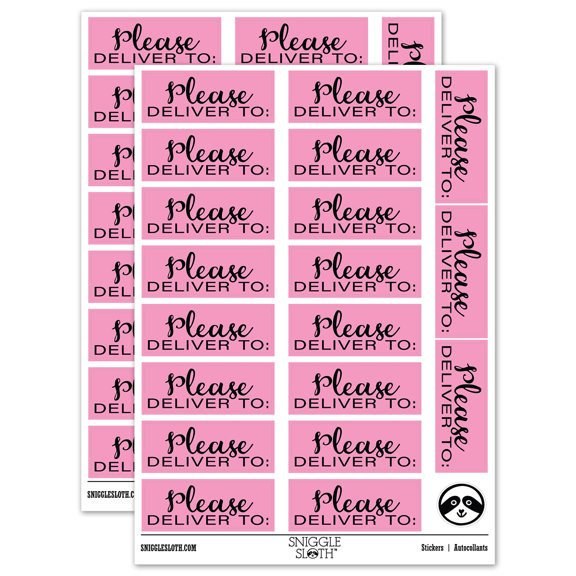 Please Deliver To Label Letter Package Mail Sticker Set - Light Pink - Matte Finish - 2.00" Large