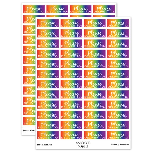 Please Deliver To Label Letter Package Mail Sticker Set - Rainbow - Gloss Finish - 1.25" Mini