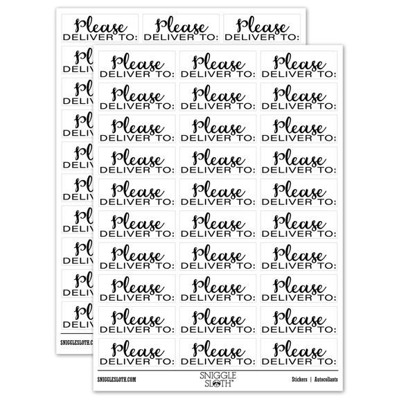 Please Deliver To Label Letter Package Mail Sticker Set - White - Gloss Finish - 1.75" Medium