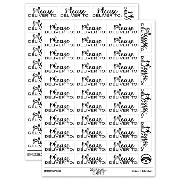 Please Deliver To Label Letter Package Mail Sticker Set - White - Matte Finish - 1.5" Small