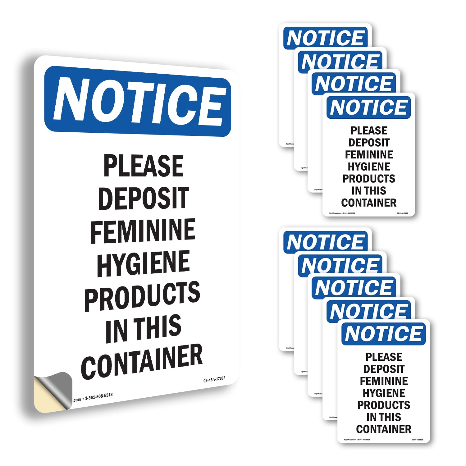 Please Deposit Feminine Hygiene OSHA Notice Vinyl Decal Label 18 Inch x ...