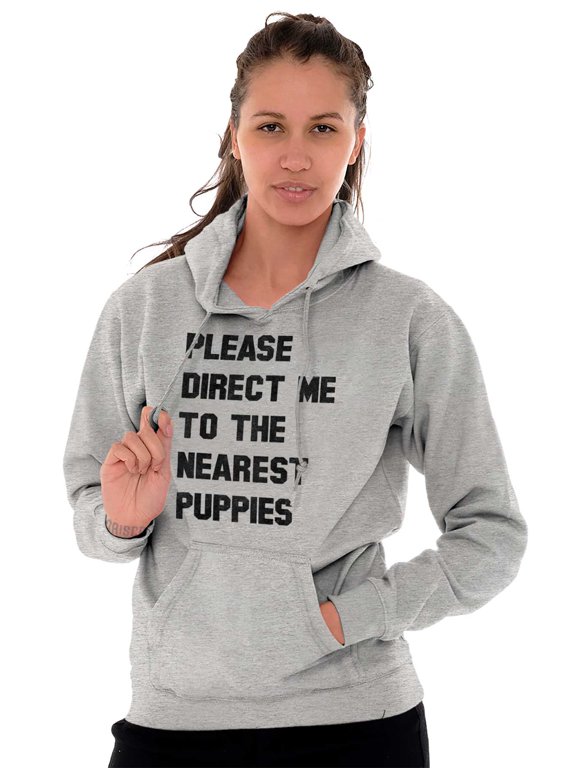 Please Direct Me Nearest Puppies Hoodie Sweatshirt Women Brisco Brands S