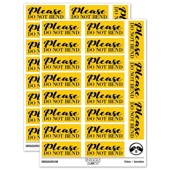 Please Do Not Bend Artwork Photographs Sticker Set - Yellow - Matte Finish - 2.00" Large