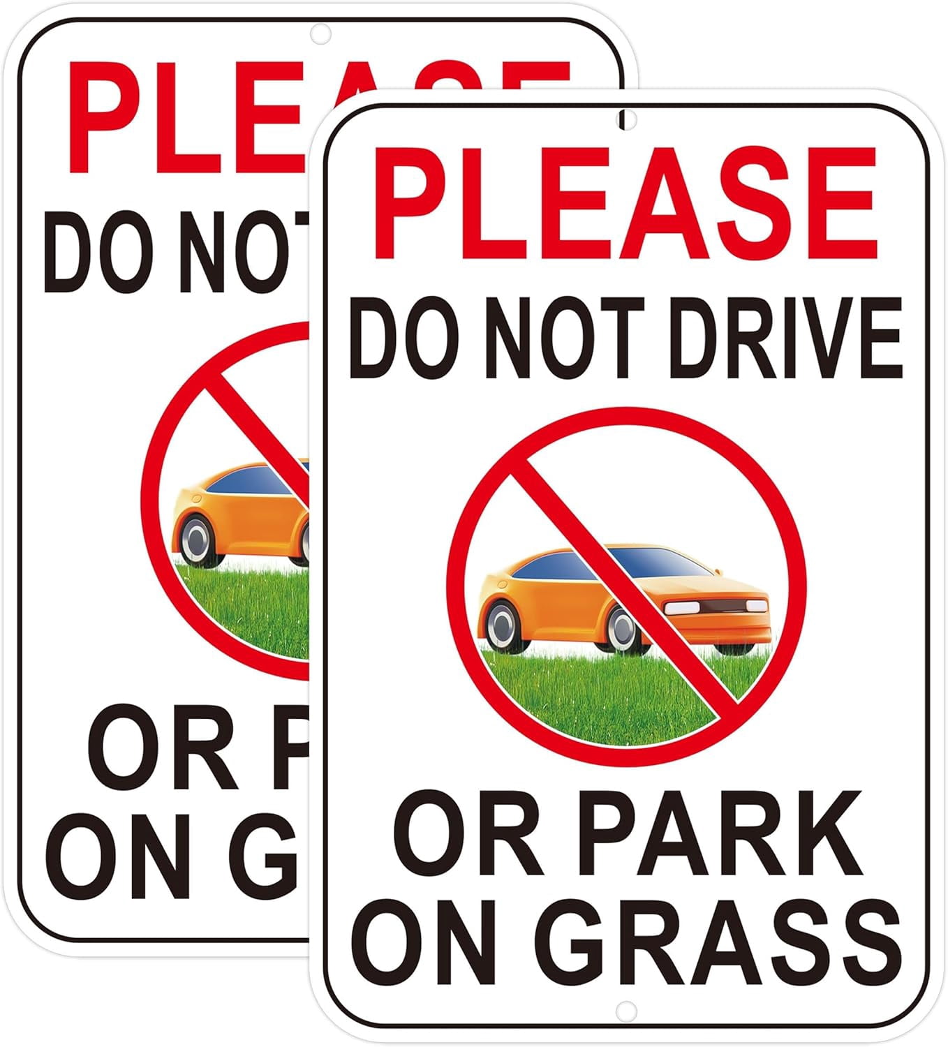 Please Do Not Drive or Park on Grass Sign, Aluminum, 12x18 Inch, Rust ...