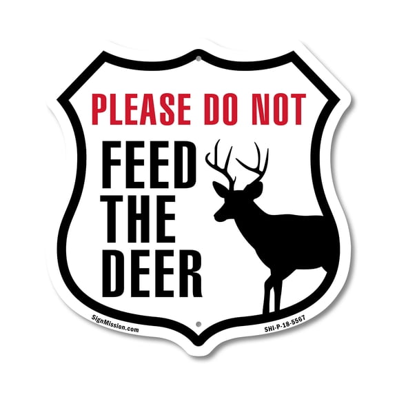 Please Do Not Feed The Deer (2 Pack) 12 inch X 12 inch Shield-Shaped Rust-Free Aluminum Metal Signs Weather Resistant Made in the USA