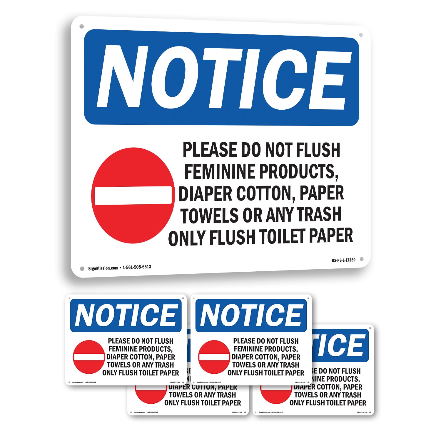 Please Do Not Flush Feminine OSHA Notice Aluminum Sign 18 Inch x 12 ...