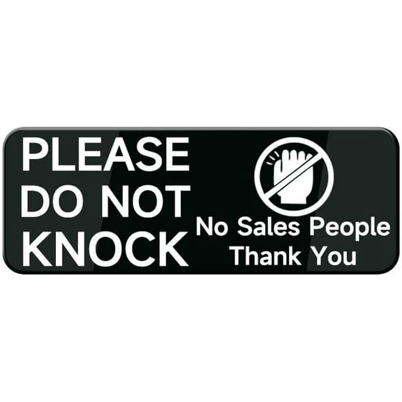 Please Do Not Knock No Sales People Thank You Sign, 10"X3" Acrylic Warning Sign, Door Wall Labels Sign For Offices Businesses House Home