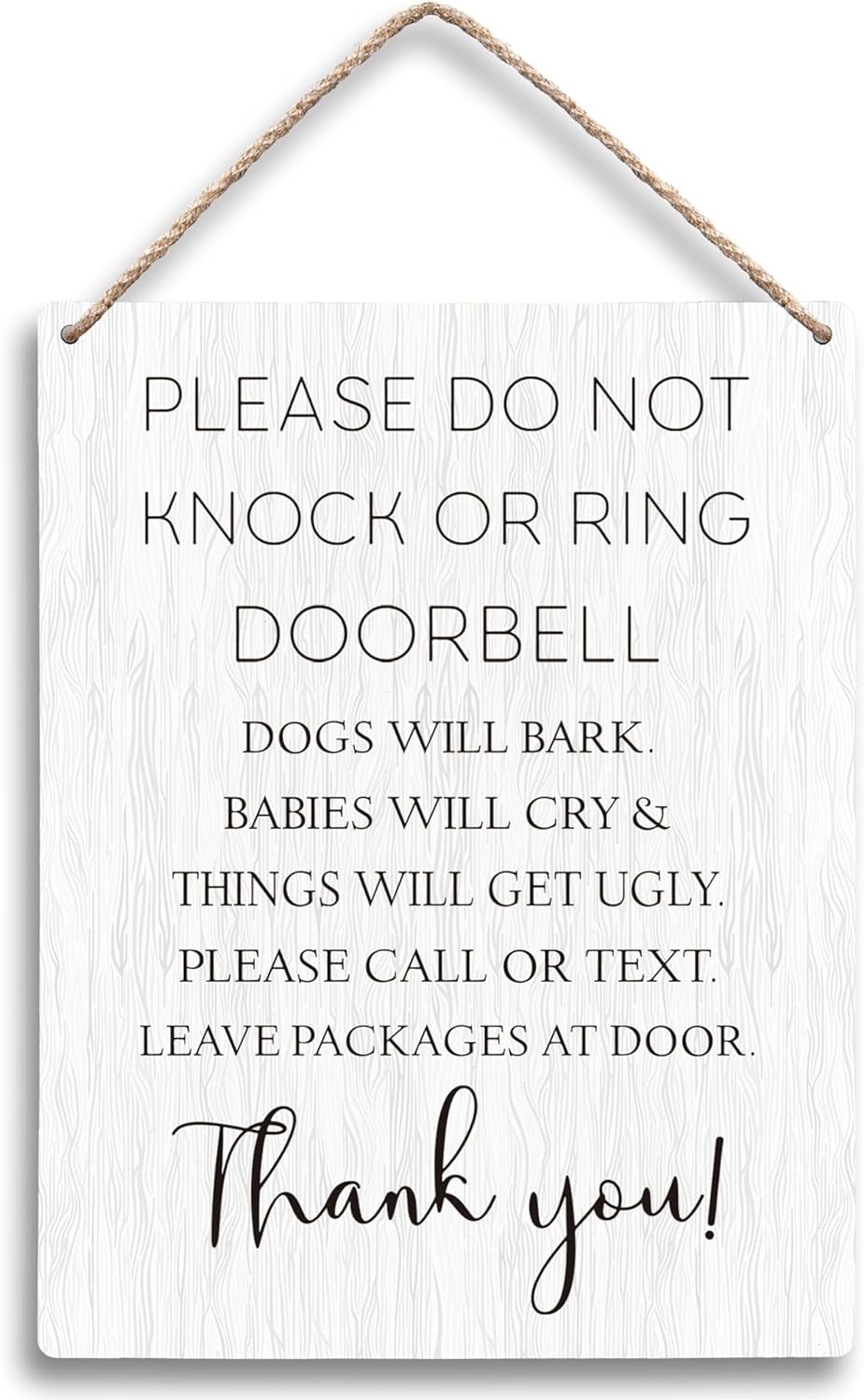 Please Do Not Knock or Ring Doorbell Hanging Wooden Signs 8" X 10", Do ...