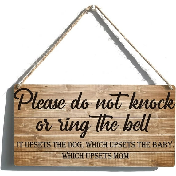 Please Do Not Knock or Ring The Bell Sign Farmhouse It Upsets The Dog Wooden Hanging Sign Plaque Retro Wall Art Decor Home Decoration 12x6 Inch