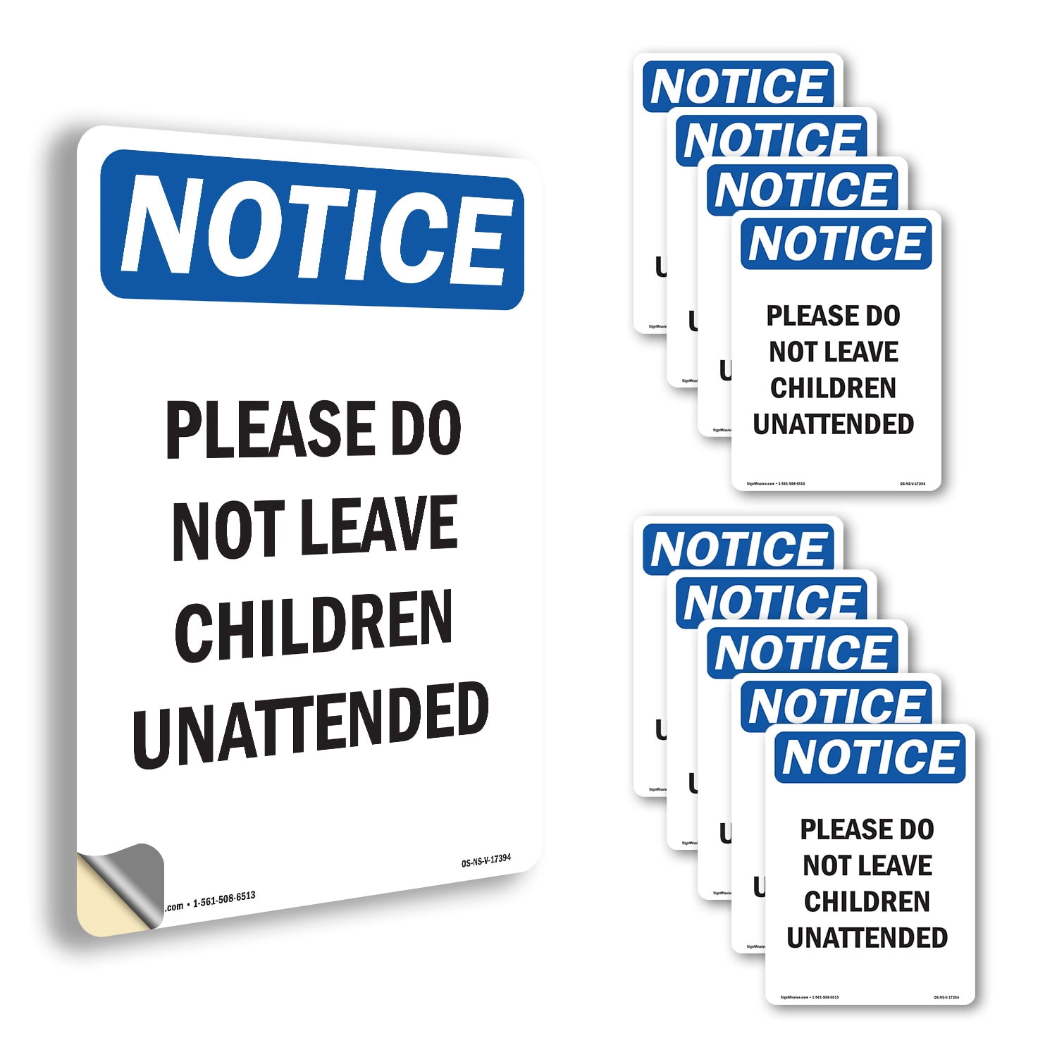 Please Do Not Leave Children Unattended OSHA Notice Vinyl Decal Label ...