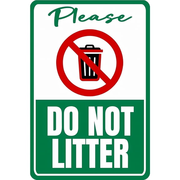 Please Do Not Litter Tin Sign - 8"x12" Vintage Metal Warning Sign, Litter Prevention Decor for Home Farm Bar Coffee Shop Club Outdoor Public Area