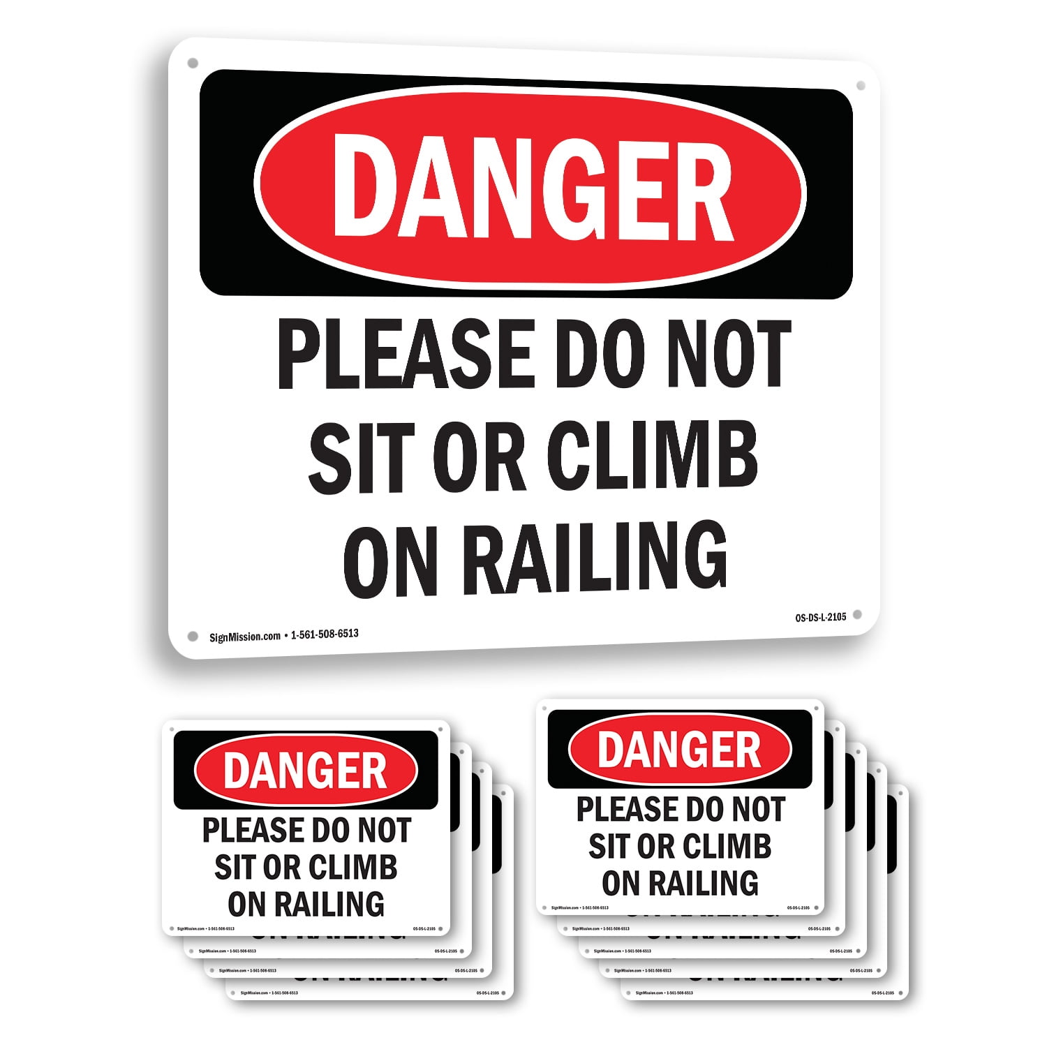 Please Do Not Sit Or Climb On Railing OSHA Danger Rigid Plastic Sign 18 ...