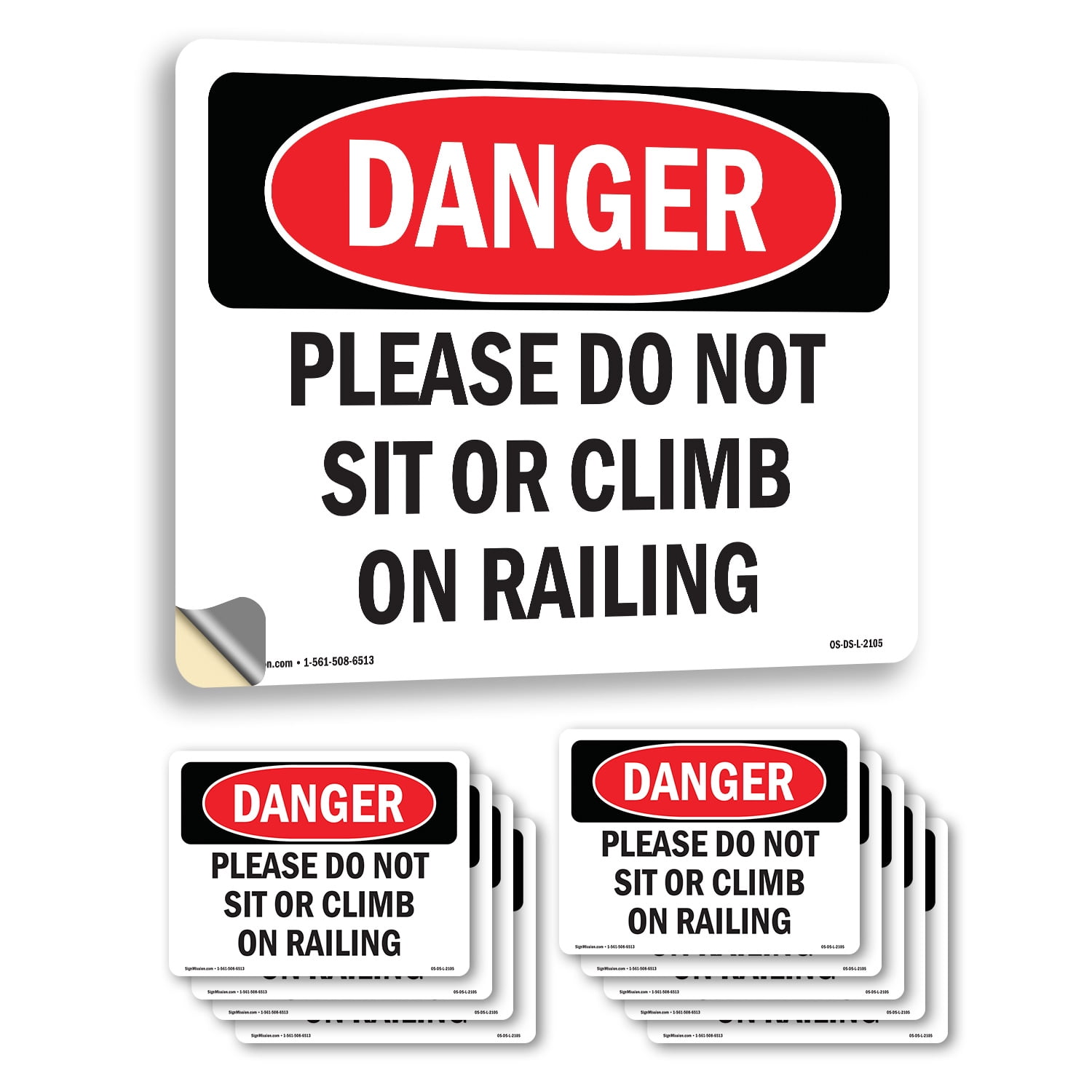 Please Do Not Sit Or Climb On Railing OSHA Danger Vinyl Decal Label 18 ...